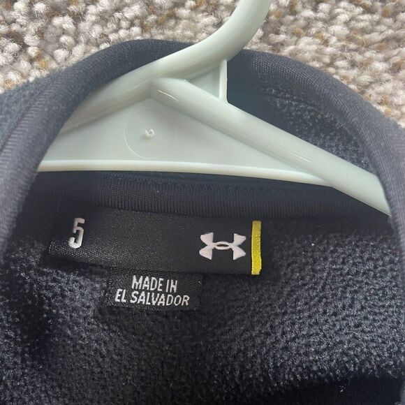 Under Armour Sweatshirt Youth 5 Grey Black Quarter Zip Pullover Logo Polyester - Picture 8 of 11